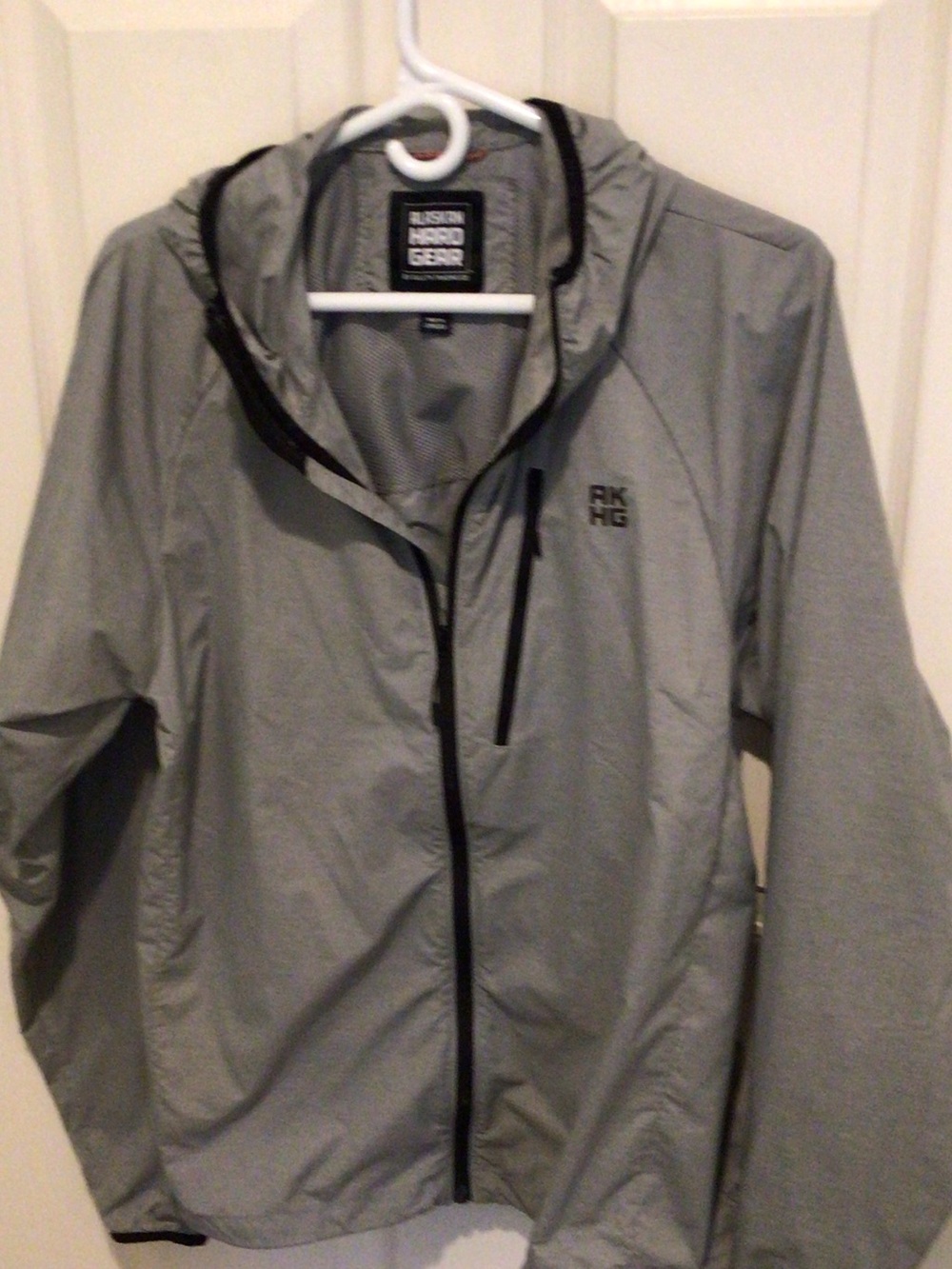 Duluth Trading Co Hooded Windbreaker Jacket - Gray with Black Trim